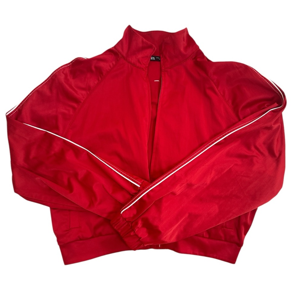 Zara CONTRASTING STRIPE SATIN EFFECT JACKET